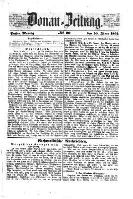 Donau-Zeitung Montag 20. Januar 1862