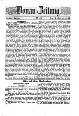 Donau-Zeitung Freitag 14. Februar 1862