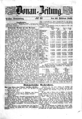 Donau-Zeitung Donnerstag 20. Februar 1862