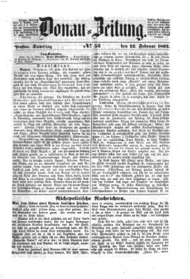 Donau-Zeitung Samstag 22. Februar 1862