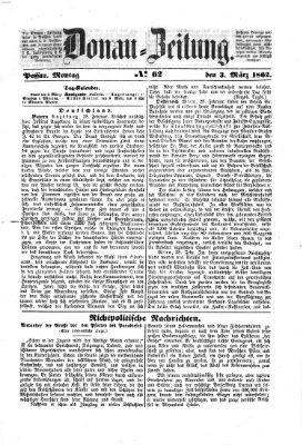 Donau-Zeitung Montag 3. März 1862