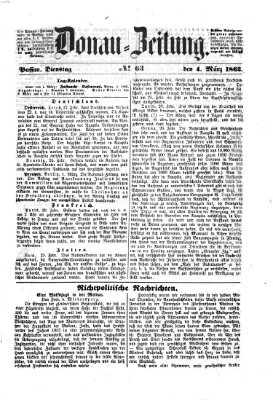 Donau-Zeitung Dienstag 4. März 1862