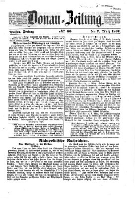 Donau-Zeitung Freitag 7. März 1862