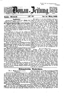 Donau-Zeitung Mittwoch 12. März 1862