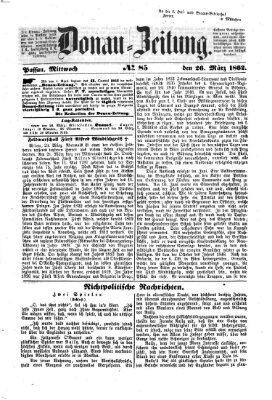 Donau-Zeitung Mittwoch 26. März 1862