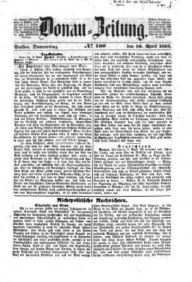 Donau-Zeitung Donnerstag 10. April 1862