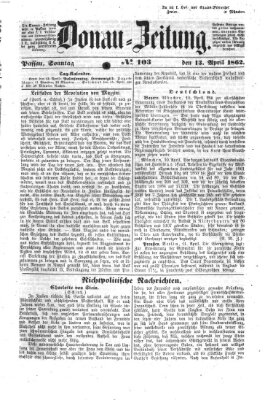 Donau-Zeitung Sonntag 13. April 1862