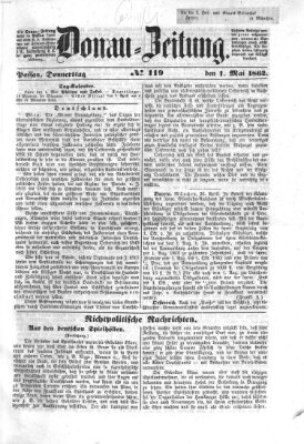 Donau-Zeitung Donnerstag 1. Mai 1862