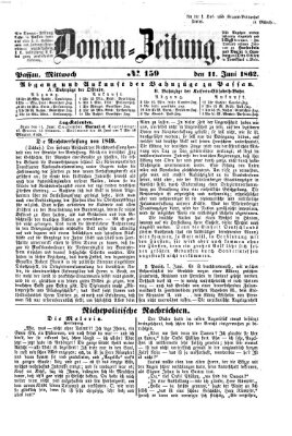 Donau-Zeitung Mittwoch 11. Juni 1862