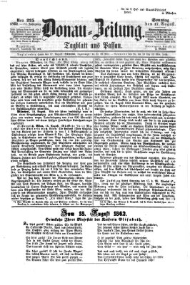 Donau-Zeitung Sonntag 17. August 1862