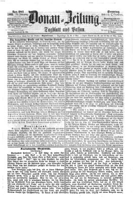 Donau-Zeitung Sonntag 12. Oktober 1862