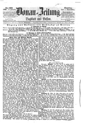 Donau-Zeitung Samstag 1. November 1862