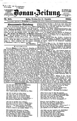 Donau-Zeitung Dienstag 22. Dezember 1863