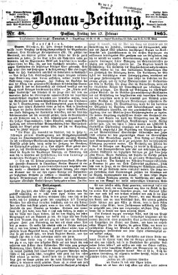 Donau-Zeitung Freitag 17. Februar 1865