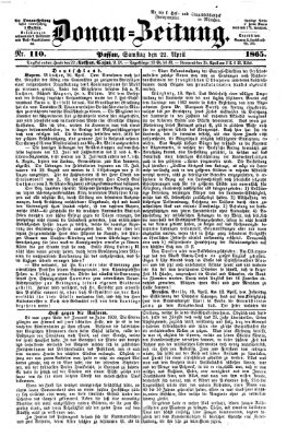 Donau-Zeitung Samstag 22. April 1865