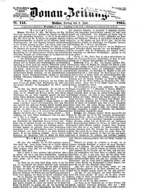 Donau-Zeitung Freitag 2. Juni 1865