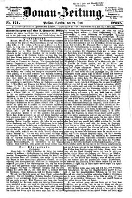 Donau-Zeitung Samstag 24. Juni 1865