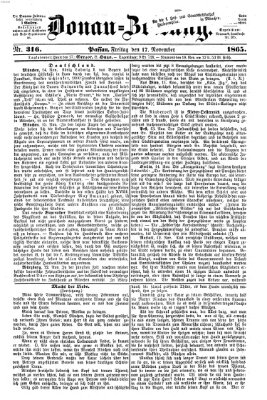 Donau-Zeitung Freitag 17. November 1865