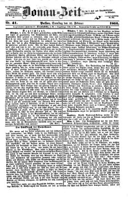 Donau-Zeitung Samstag 10. Februar 1866