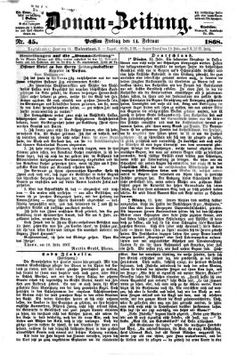 Donau-Zeitung Freitag 14. Februar 1868