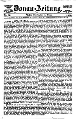 Donau-Zeitung Samstag 29. Februar 1868