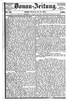 Donau-Zeitung Mittwoch 18. März 1868