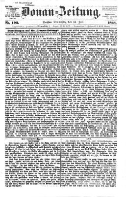 Donau-Zeitung Donnerstag 16. Juli 1868