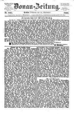 Donau-Zeitung Mittwoch 16. September 1868