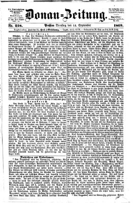 Donau-Zeitung Dienstag 14. September 1869