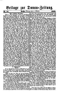 Donau-Zeitung Montag 4. Oktober 1869