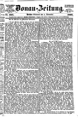 Donau-Zeitung Mittwoch 3. November 1869