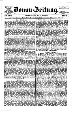 Donau-Zeitung Freitag 3. Dezember 1869