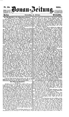 Donau-Zeitung Donnerstag 10. Februar 1870