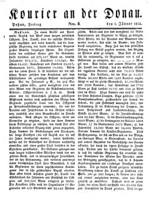 Kourier an der Donau (Donau-Zeitung) Freitag 3. Januar 1834