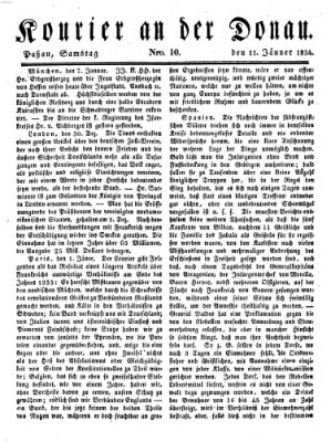 Kourier an der Donau (Donau-Zeitung) Samstag 11. Januar 1834