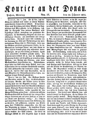 Kourier an der Donau (Donau-Zeitung) Montag 20. Januar 1834