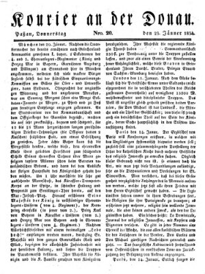 Kourier an der Donau (Donau-Zeitung) Donnerstag 23. Januar 1834