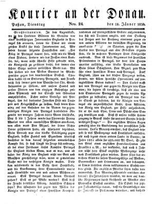 Kourier an der Donau (Donau-Zeitung) Dienstag 28. Januar 1834