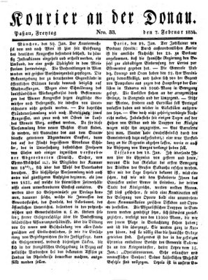 Kourier an der Donau (Donau-Zeitung) Freitag 7. Februar 1834