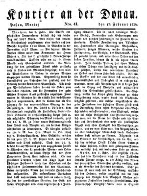 Kourier an der Donau (Donau-Zeitung) Montag 17. Februar 1834