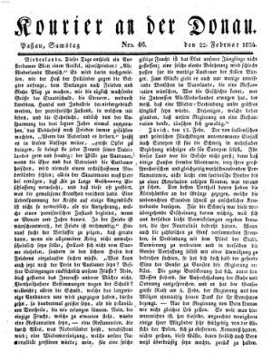 Kourier an der Donau (Donau-Zeitung) Samstag 22. Februar 1834