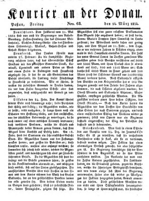 Kourier an der Donau (Donau-Zeitung) Freitag 14. März 1834