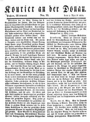 Kourier an der Donau (Donau-Zeitung) Mittwoch 2. April 1834