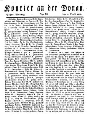 Kourier an der Donau (Donau-Zeitung) Montag 7. April 1834