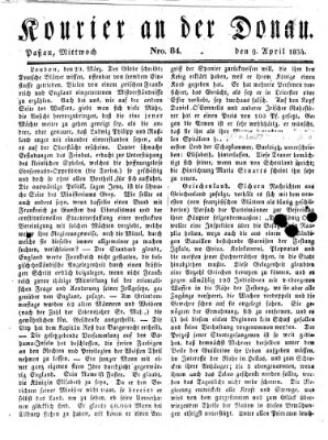 Kourier an der Donau (Donau-Zeitung) Mittwoch 9. April 1834