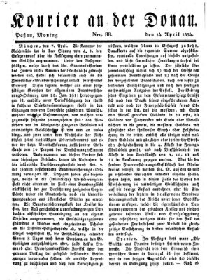 Kourier an der Donau (Donau-Zeitung) Montag 14. April 1834