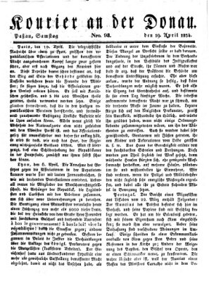 Kourier an der Donau (Donau-Zeitung) Samstag 19. April 1834