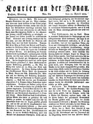 Kourier an der Donau (Donau-Zeitung) Montag 21. April 1834