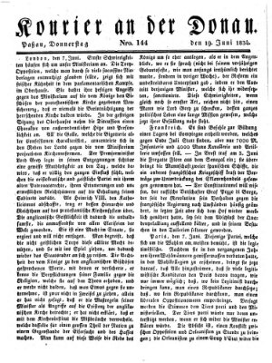 Kourier an der Donau (Donau-Zeitung) Donnerstag 19. Juni 1834