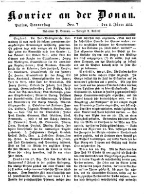 Kourier an der Donau (Donau-Zeitung) Donnerstag 8. Januar 1835